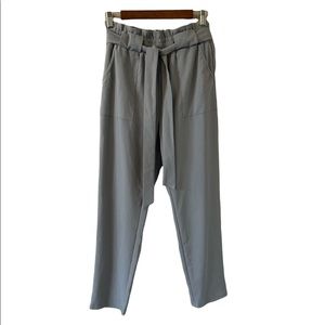 Gray Brown Paper Bag Dress Pants